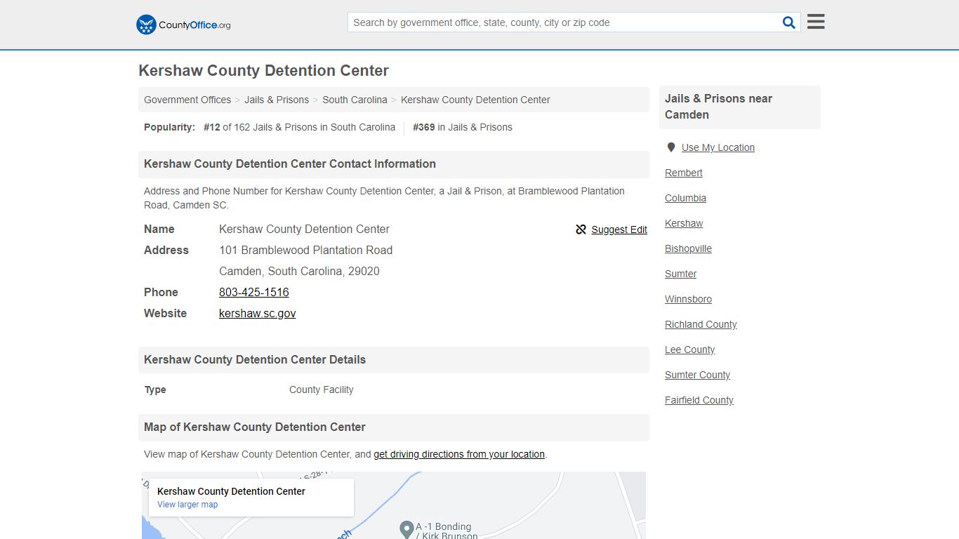 Kershaw County Detention Center - Camden, SC (Address and Phone)