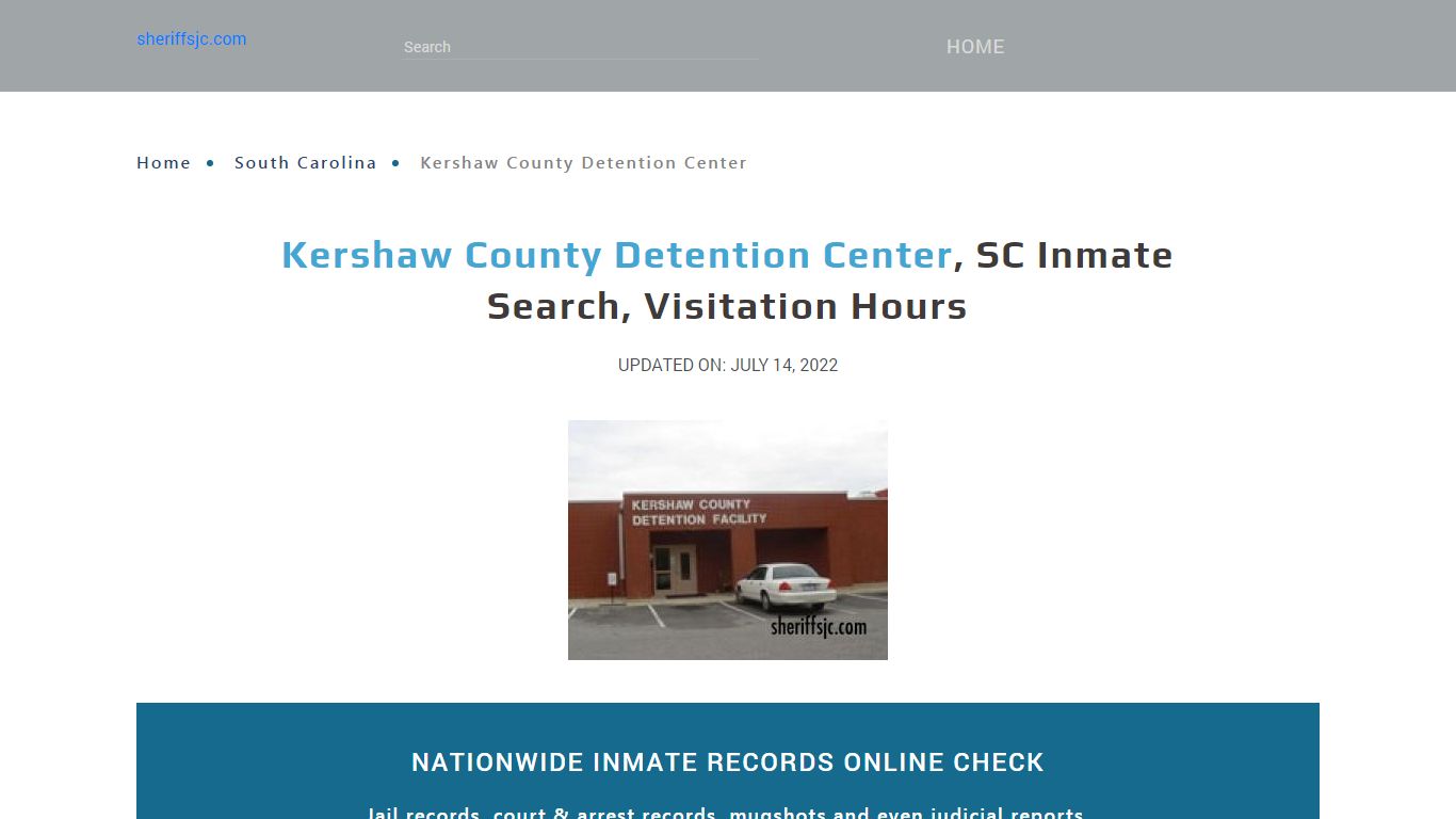 Kershaw County Detention Center, SC Inmate Search, Visitation Hours